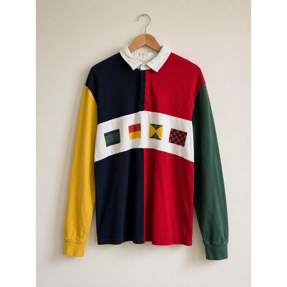 Colorblock Nautical Rugby Polo Vintage Inspired look Size M